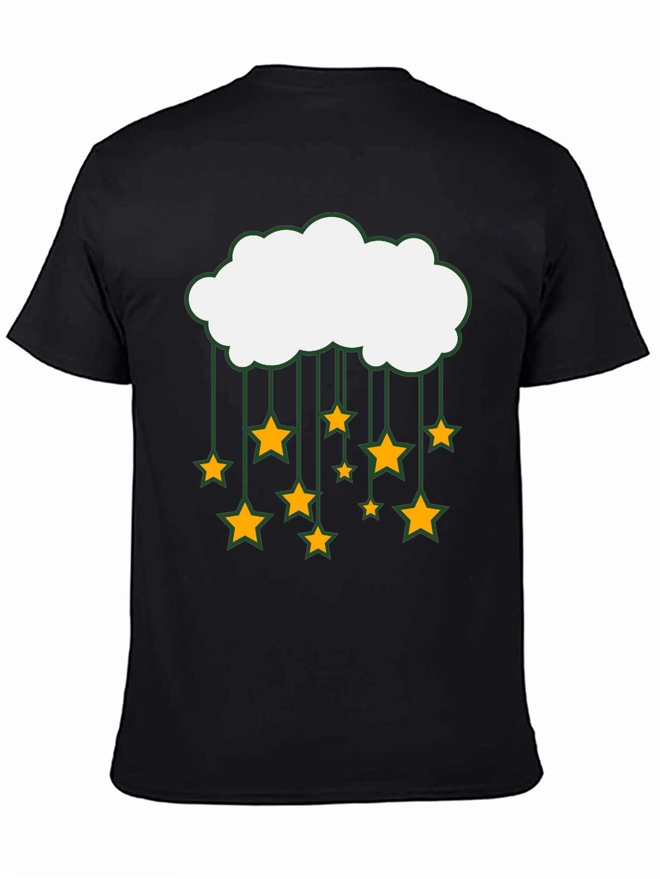 Cloud and Stars Graphic Black T-Shirt