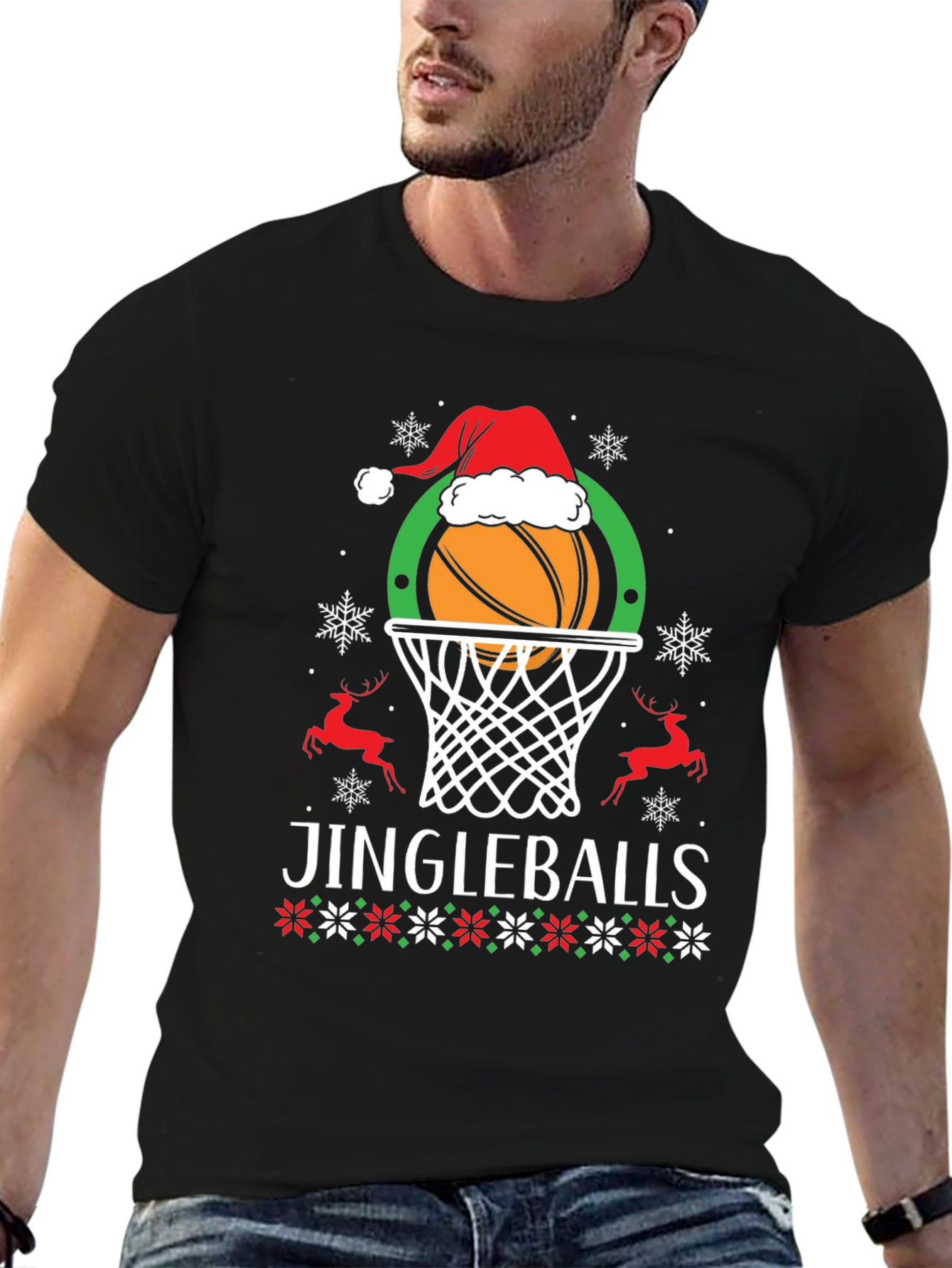 Jingleballs Basketball Christmas Graphic Tee
