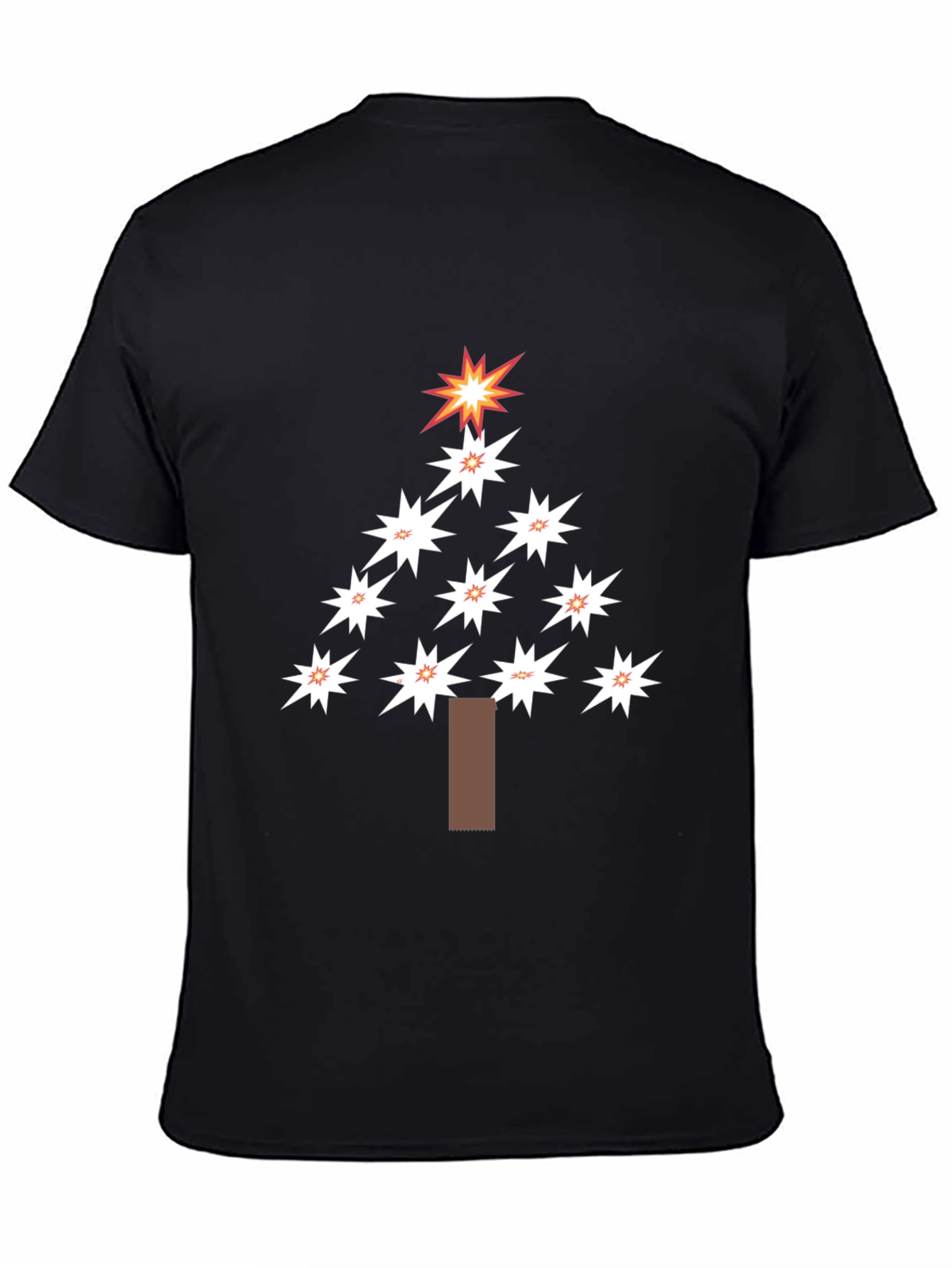Festive Star Christmas Tree Black T-Shirt