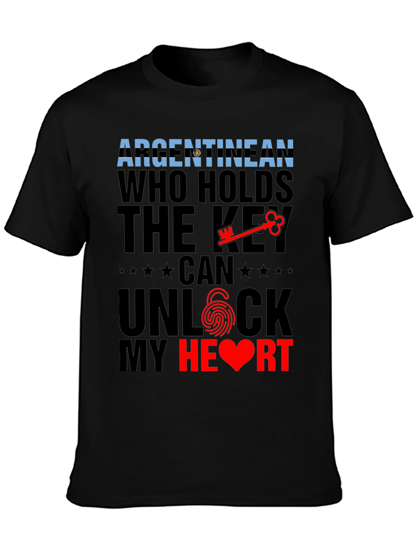 Argentinian Key to My Heart Black Graphic Tee