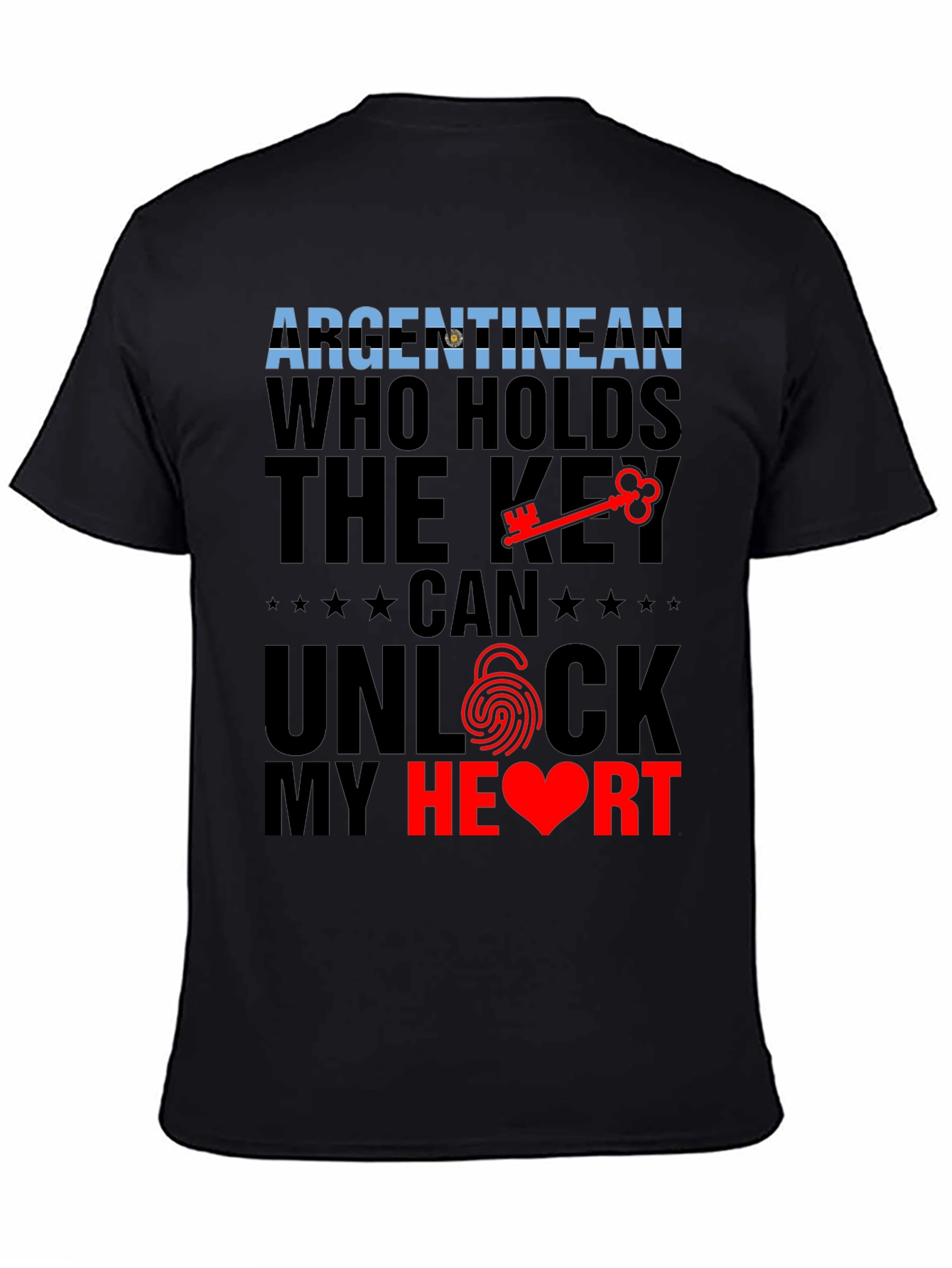 Argentinian Key to My Heart Black Graphic Tee