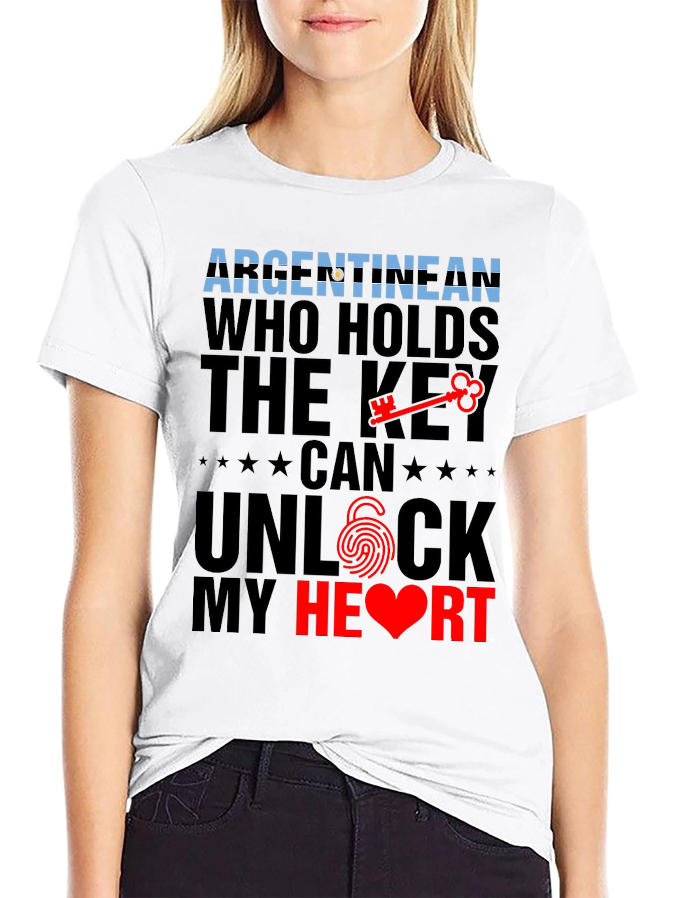 Argentinian Key to My Heart Black Graphic Tee