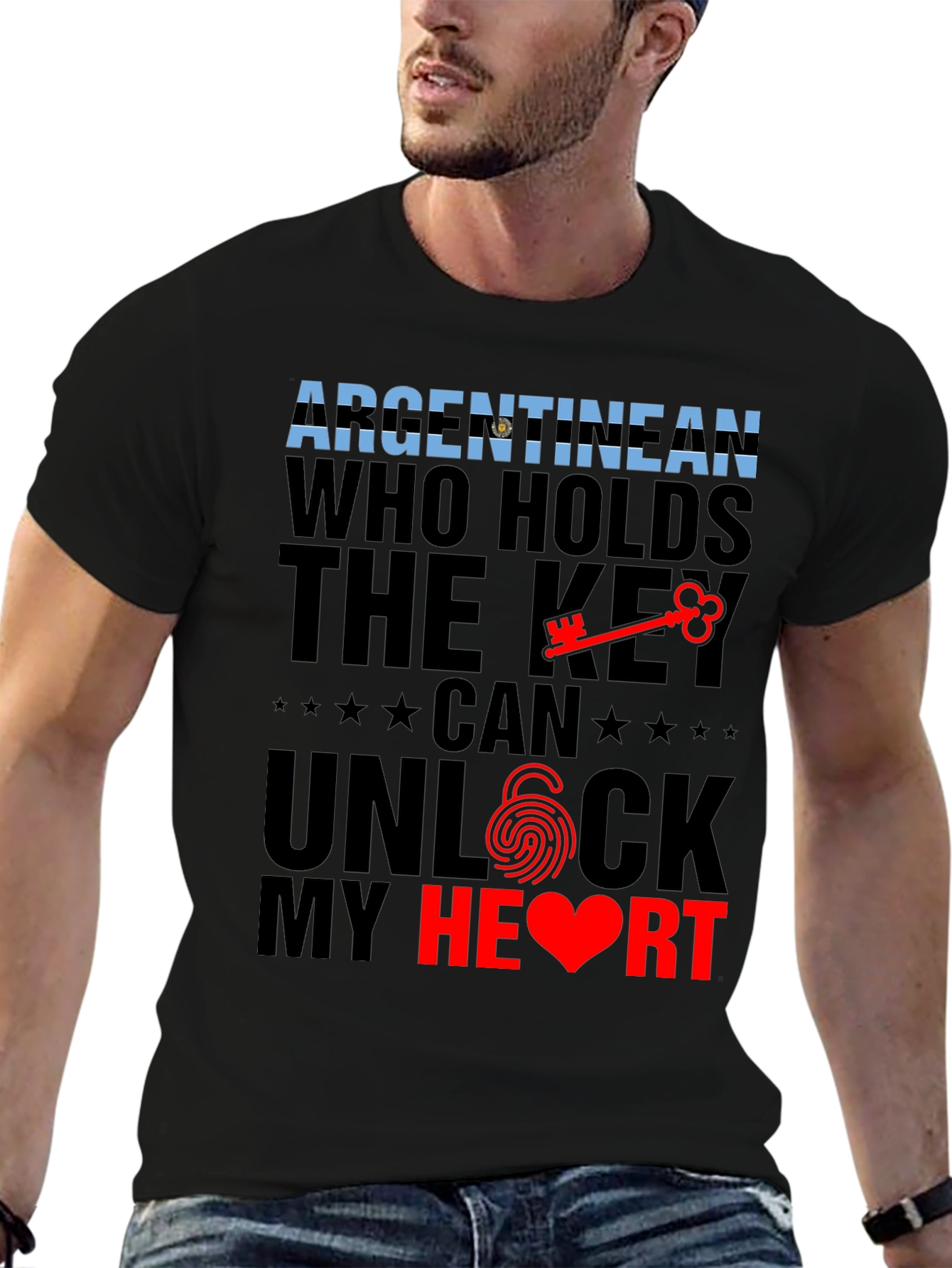 Argentinian Key to My Heart Black Graphic Tee