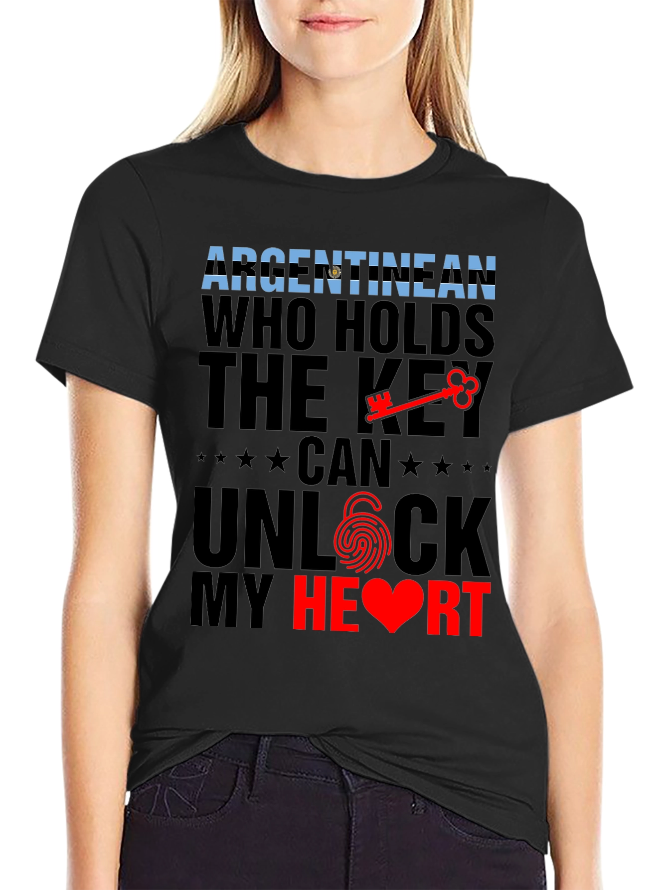Argentinian Key to My Heart Black Graphic Tee