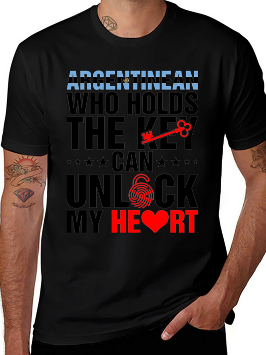 Argentinian Key to My Heart Black Graphic Tee