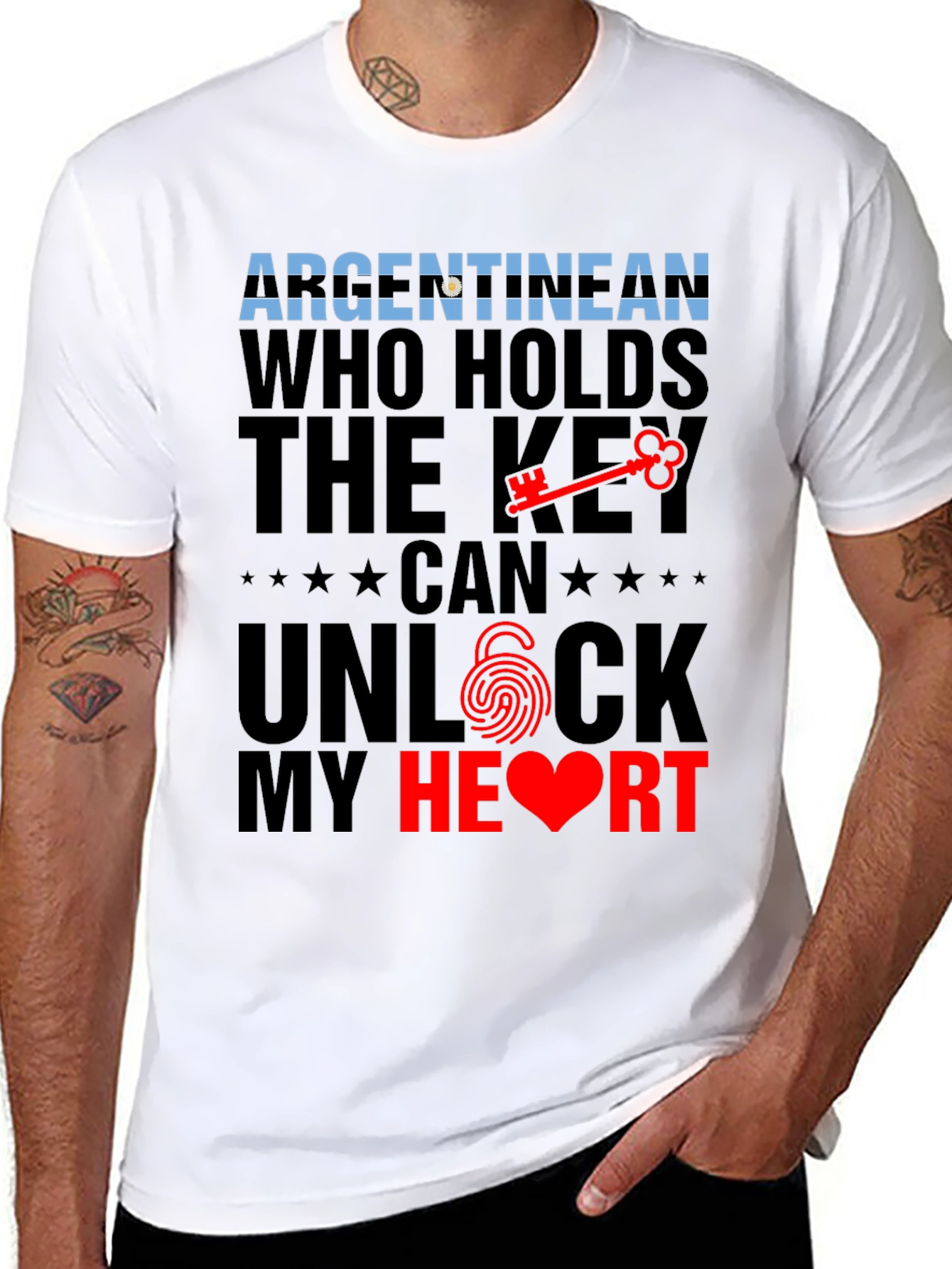 Argentinian Key to My Heart Black Graphic Tee