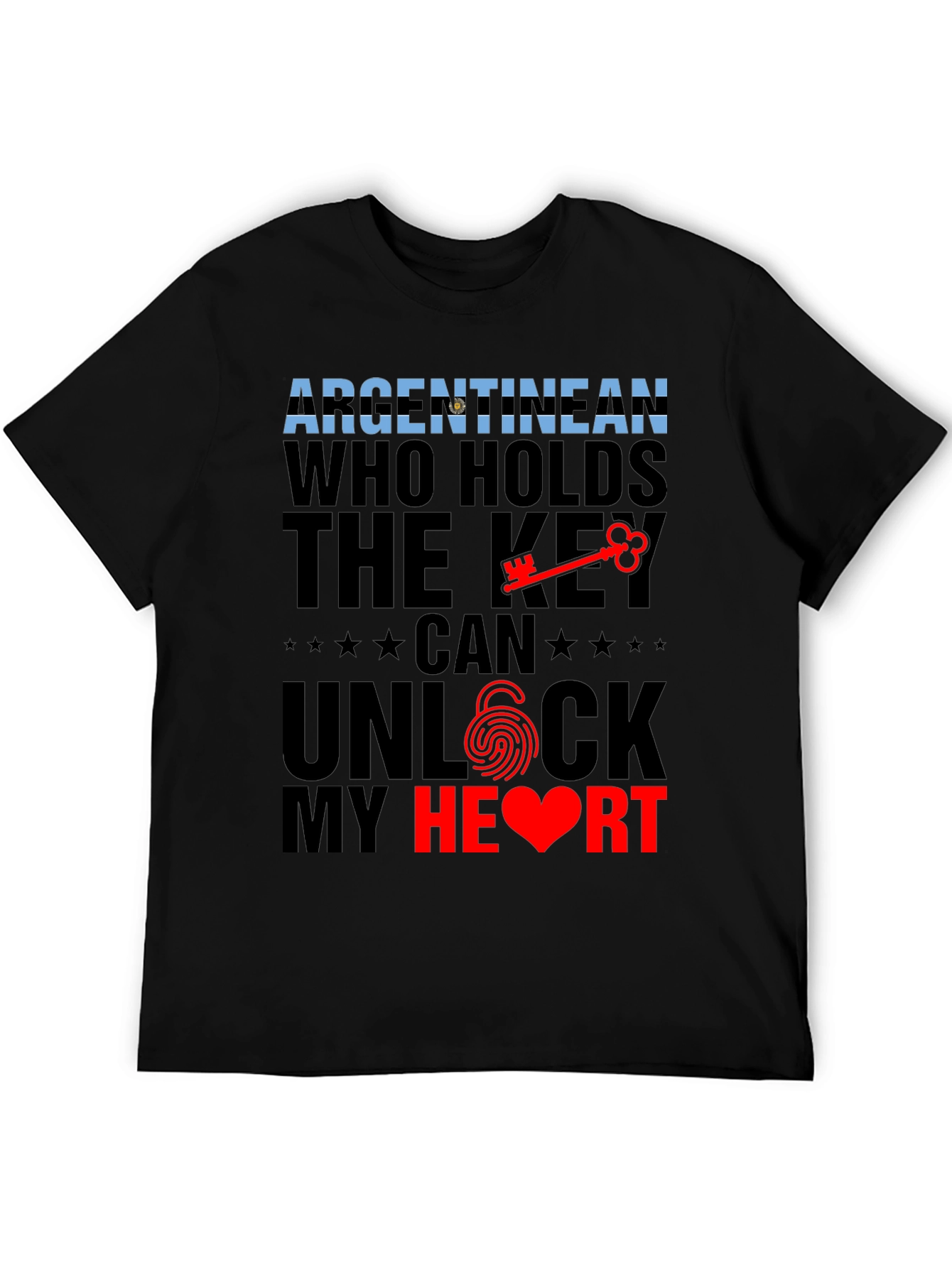Argentinian Key to My Heart Black Graphic Tee