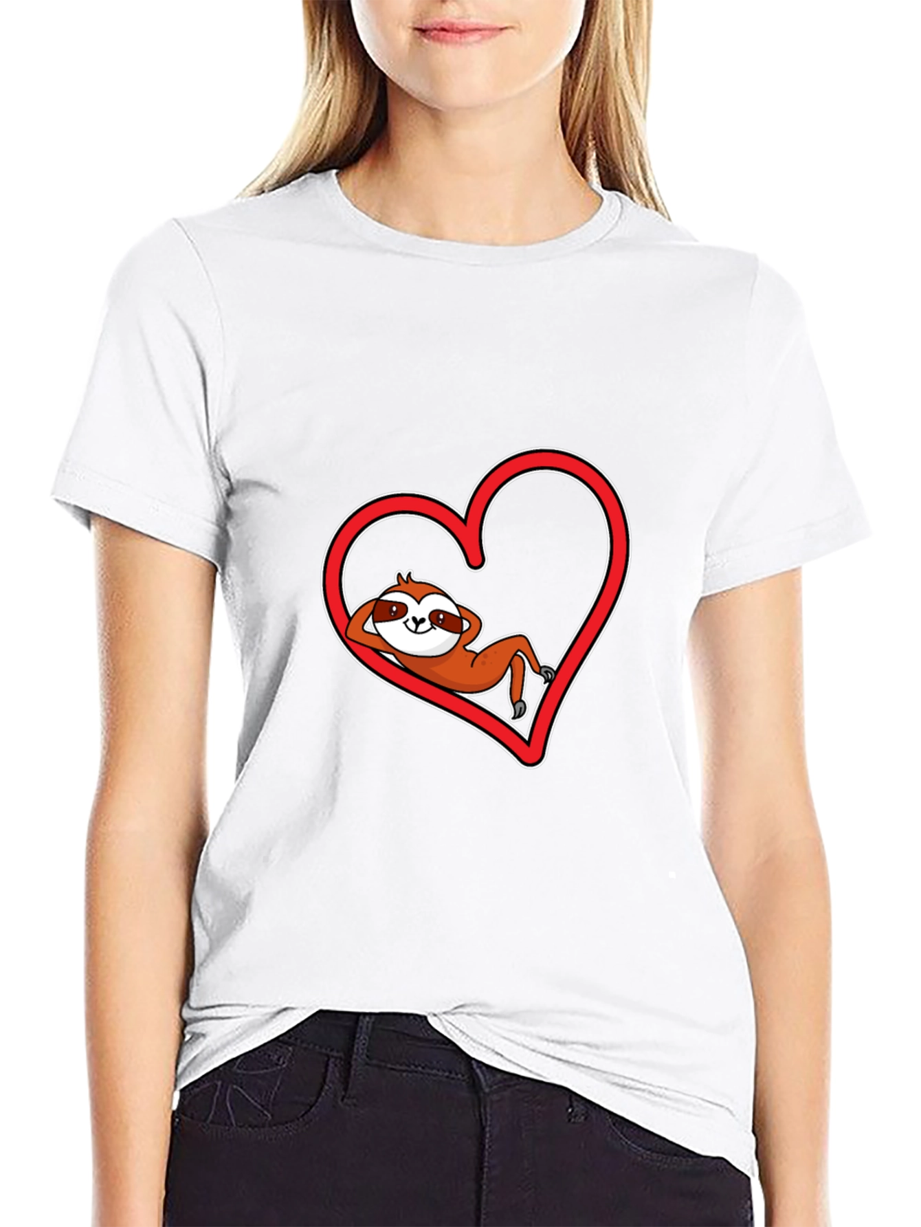 Sloth Heart Graphic Tee - Relaxed Valentines Day