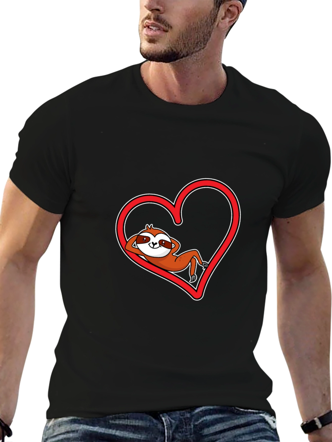Sloth Heart Graphic Tee - Relaxed Valentines Day