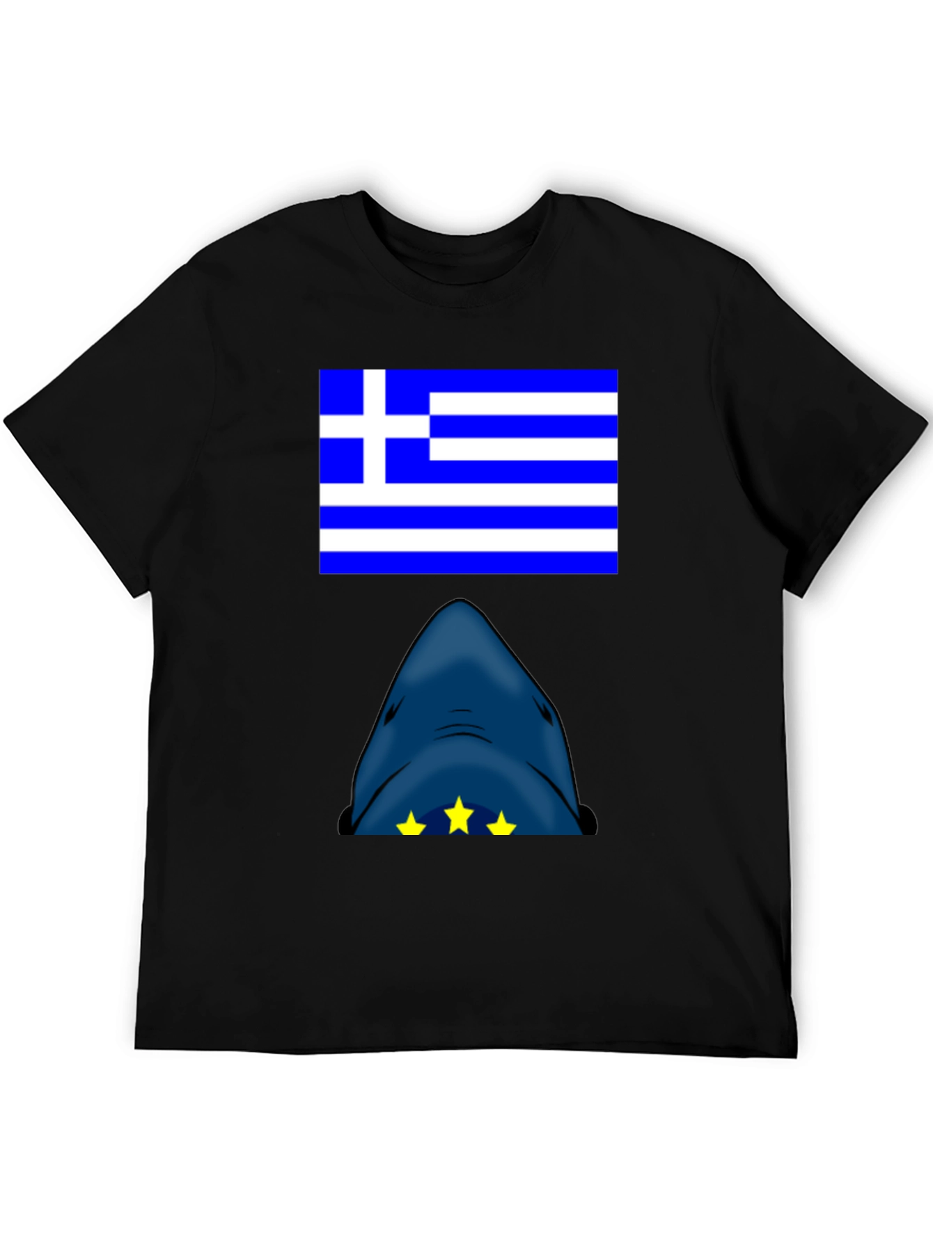 Greek Flag Shark T-Shirt - Novelty Graphic Tee