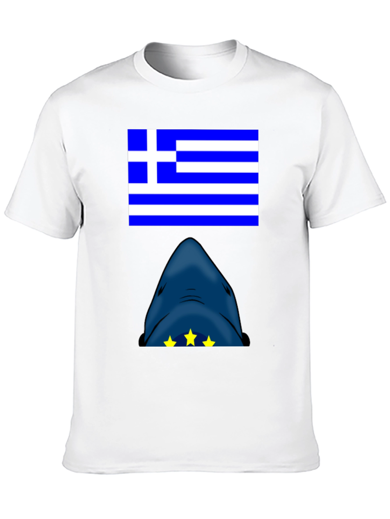 Greek Flag Shark T-Shirt - Novelty Graphic Tee