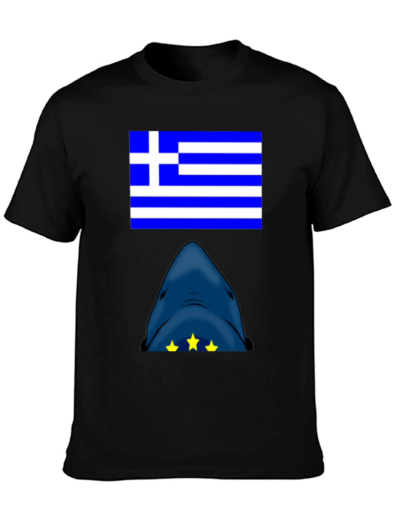Greek Flag Shark T-Shirt - Novelty Graphic Tee