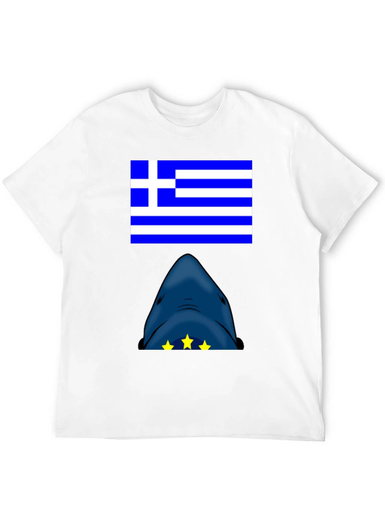 Greek Flag Shark T-Shirt - Novelty Graphic Tee