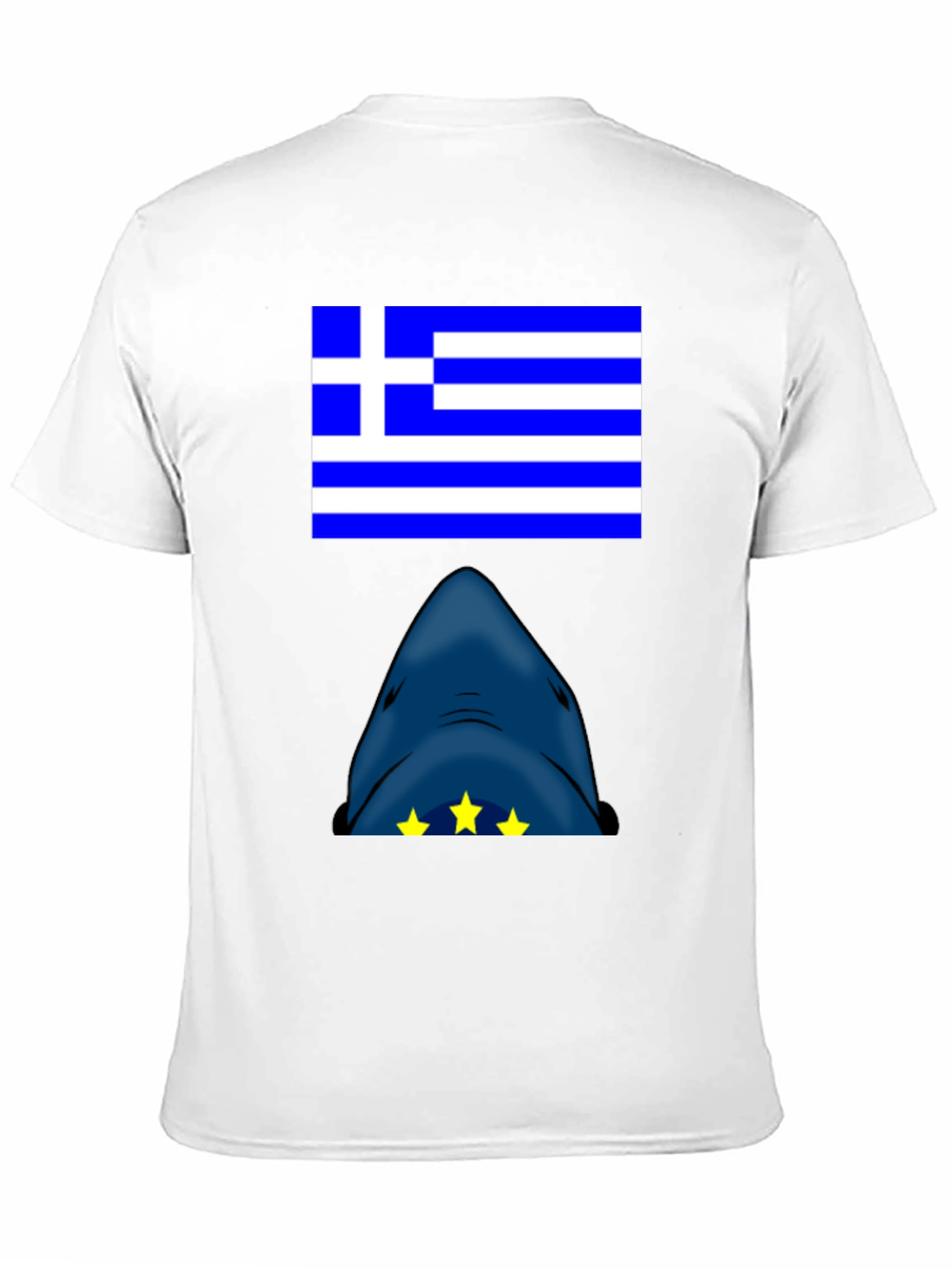 Greek Flag Shark T-Shirt - Novelty Graphic Tee