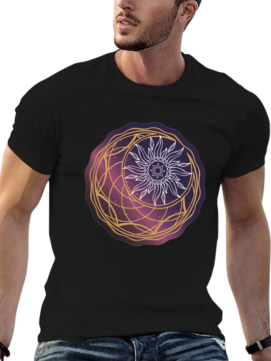 Celestial Sun & Moon Graphic Tee - Cosmic Style