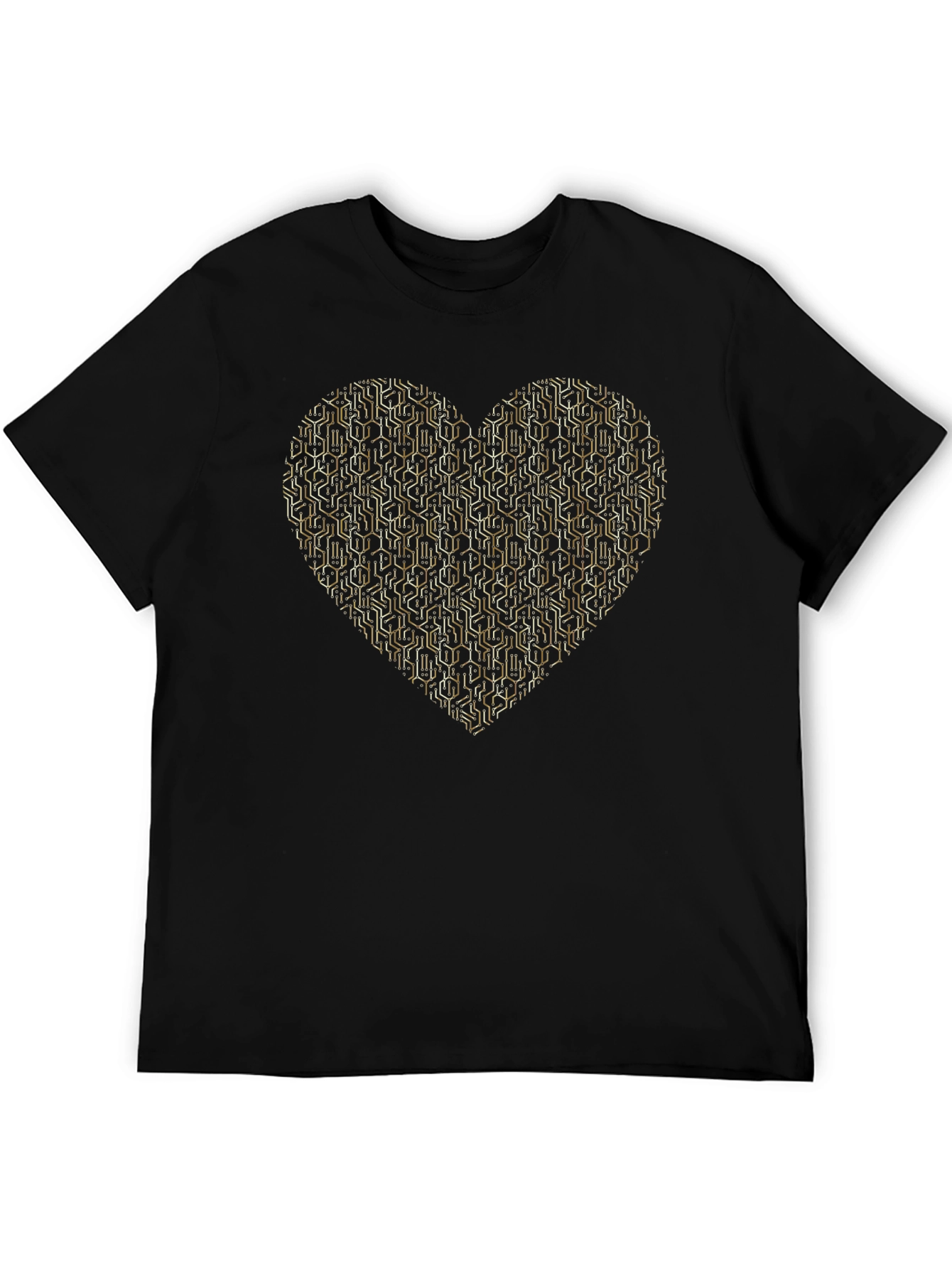 Geometric Heart Graphic Tee - Black