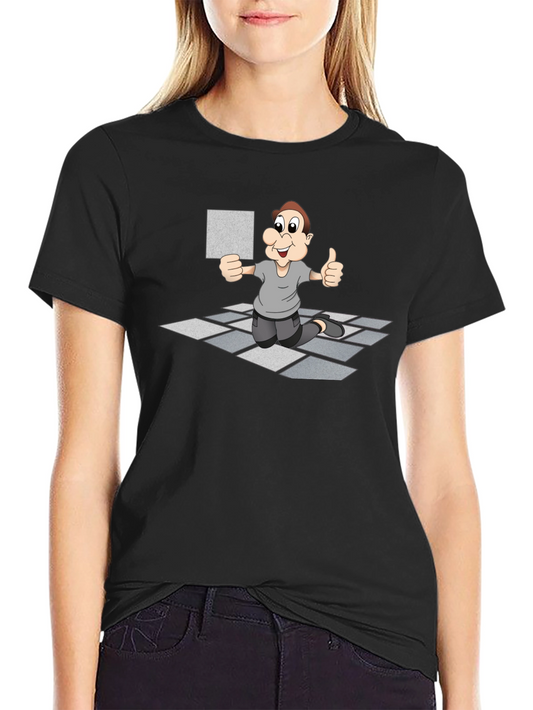 Cartoon Tiler T-Shirt - Funny Flooring Humor Tee