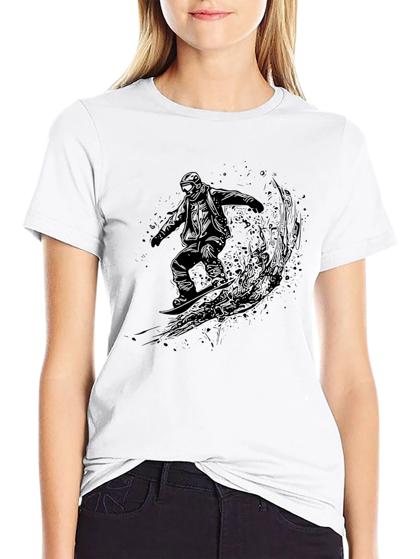 Mens Black Snowboarder Graphic Tee