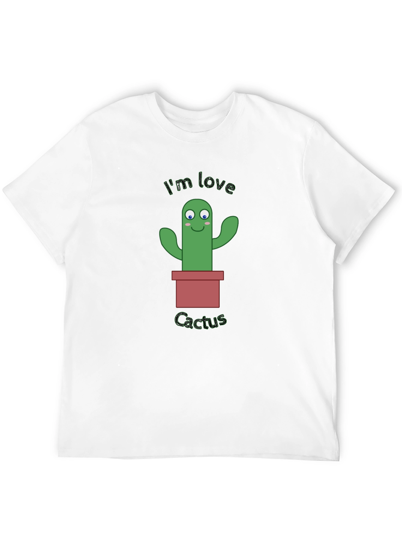 Im Love Cactus Graphic Mens Black T-Shirt