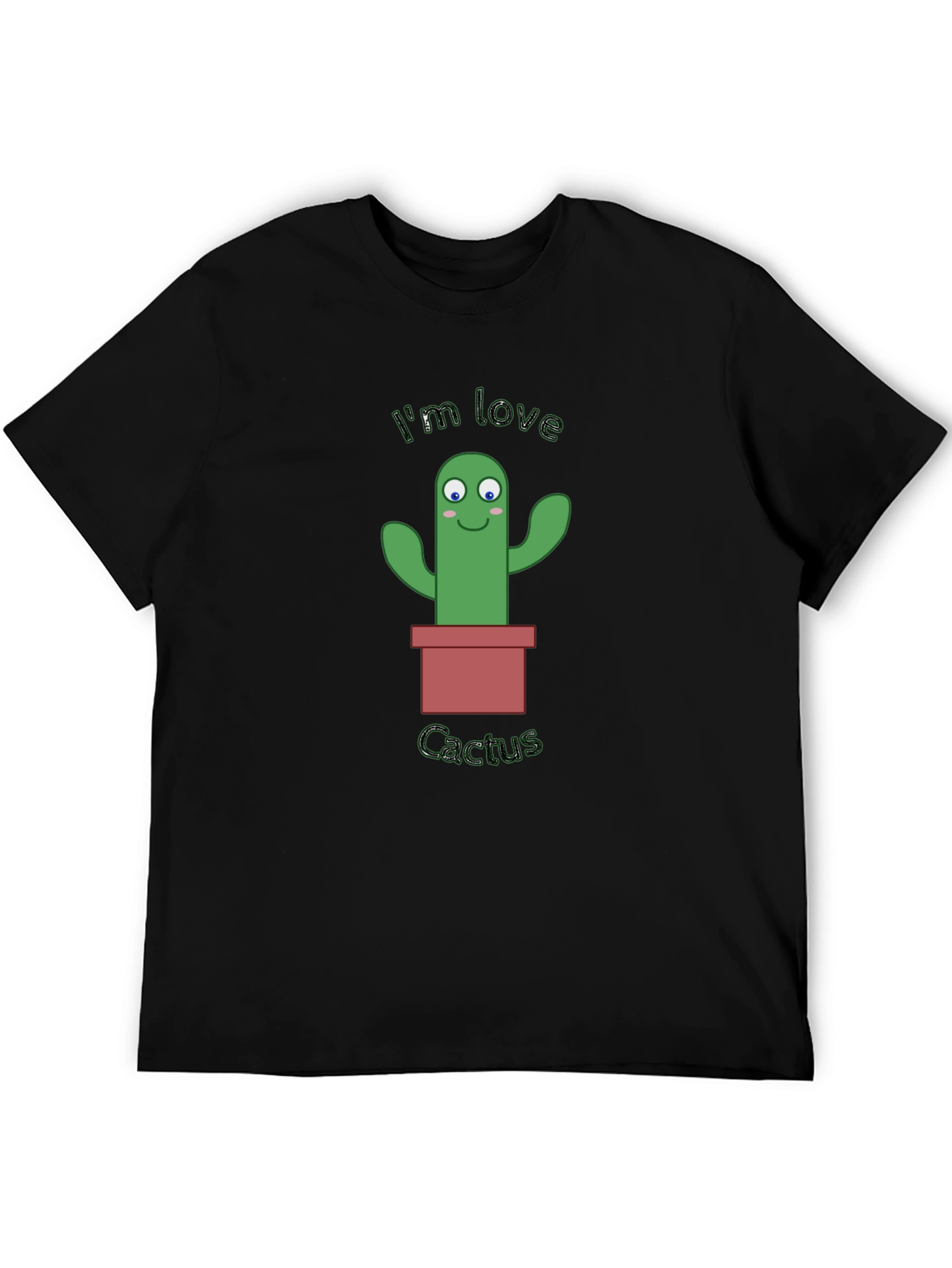 Im Love Cactus Graphic Mens Black T-Shirt