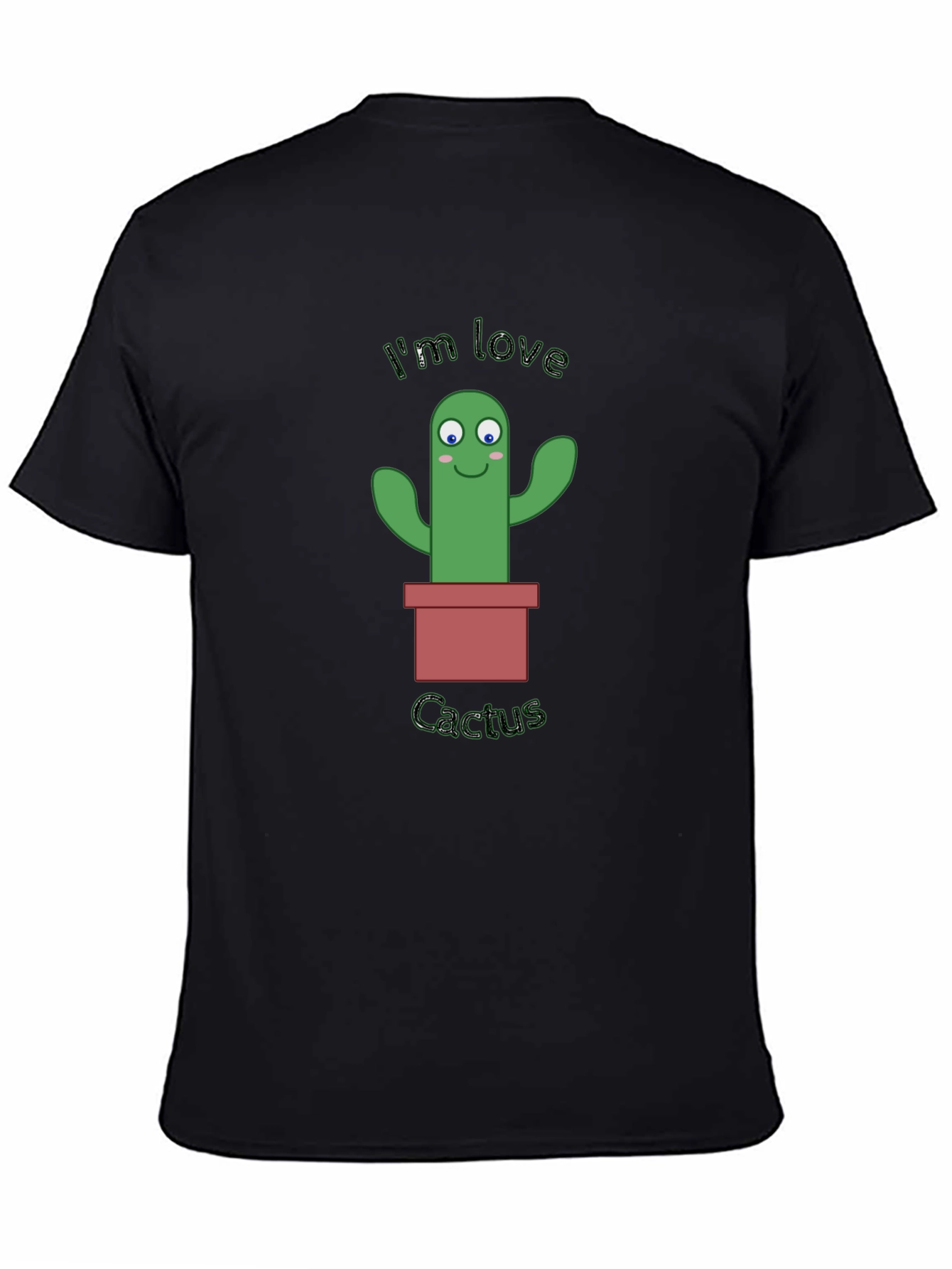 Im Love Cactus Graphic Mens Black T-Shirt