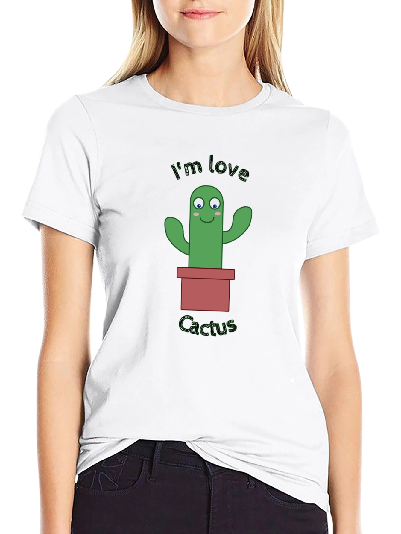 Im Love Cactus Graphic Mens Black T-Shirt