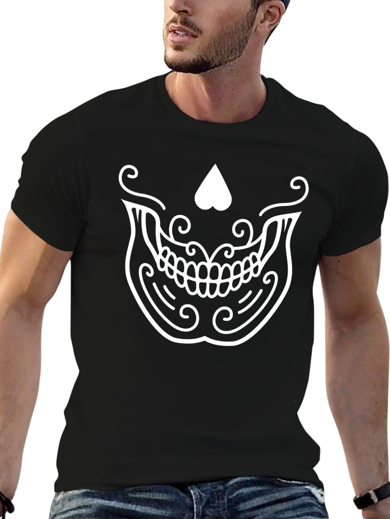 Sugar Skull Graphic Tee - Black Cotton T-Shirt