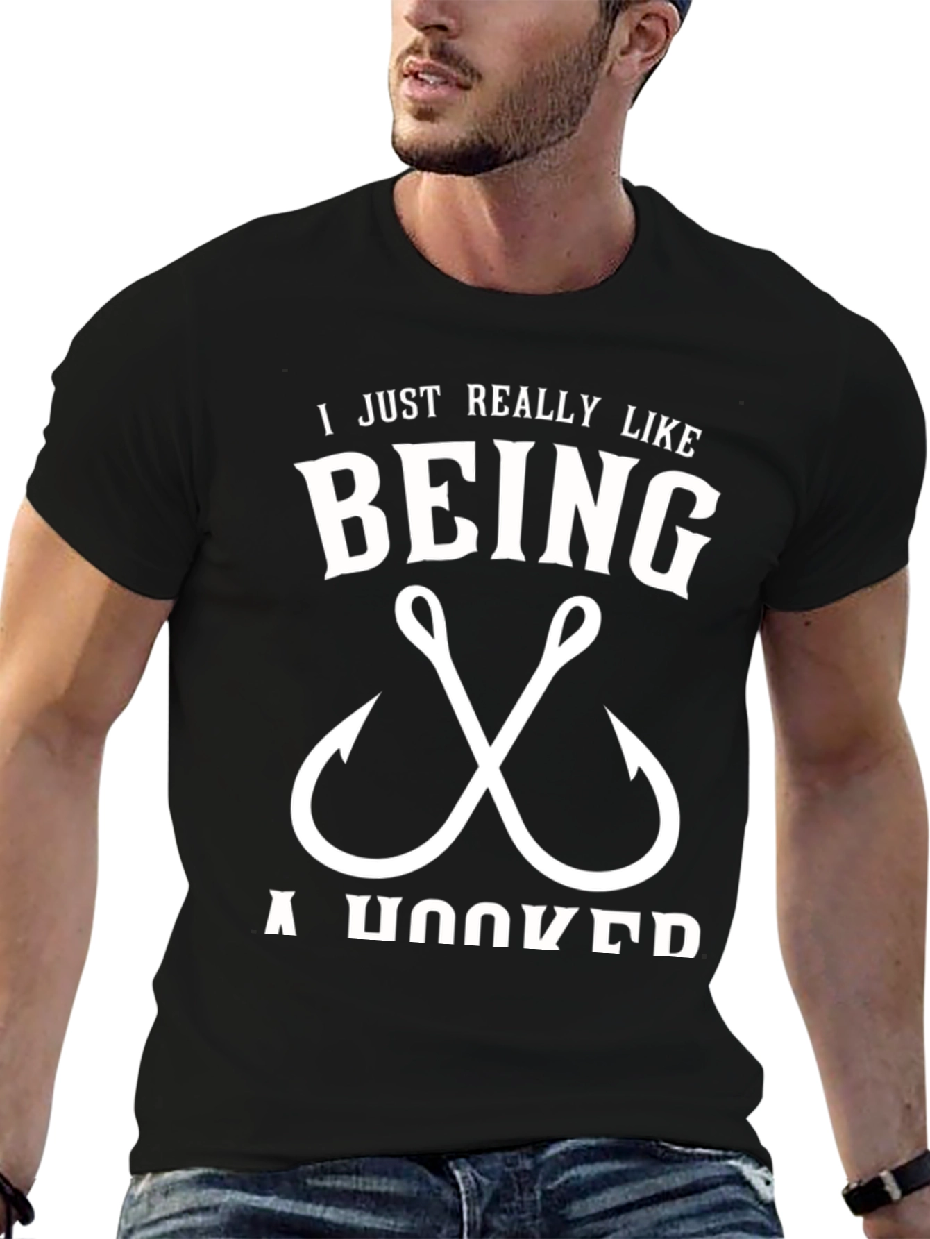 I Just Really Like Being Hooked Fishing T-Shirt