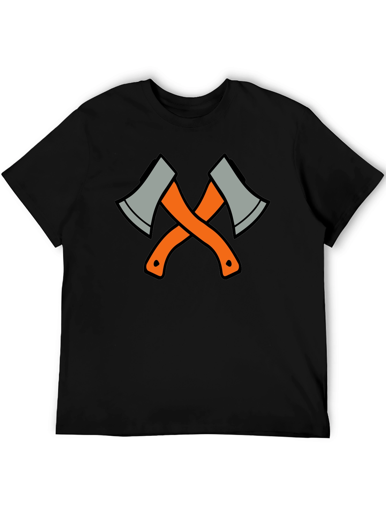 Crossed Axes Graphic Tee - Black Cotton T-Shirt