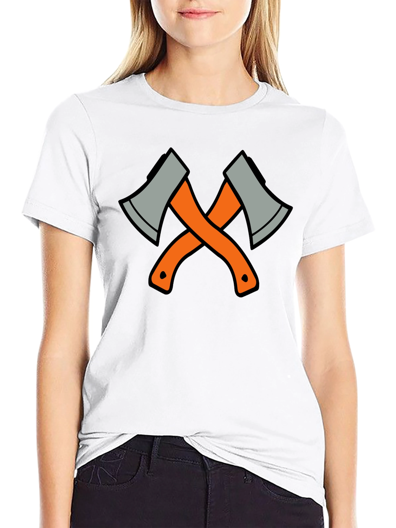 Crossed Axes Graphic Tee - Black Cotton T-Shirt