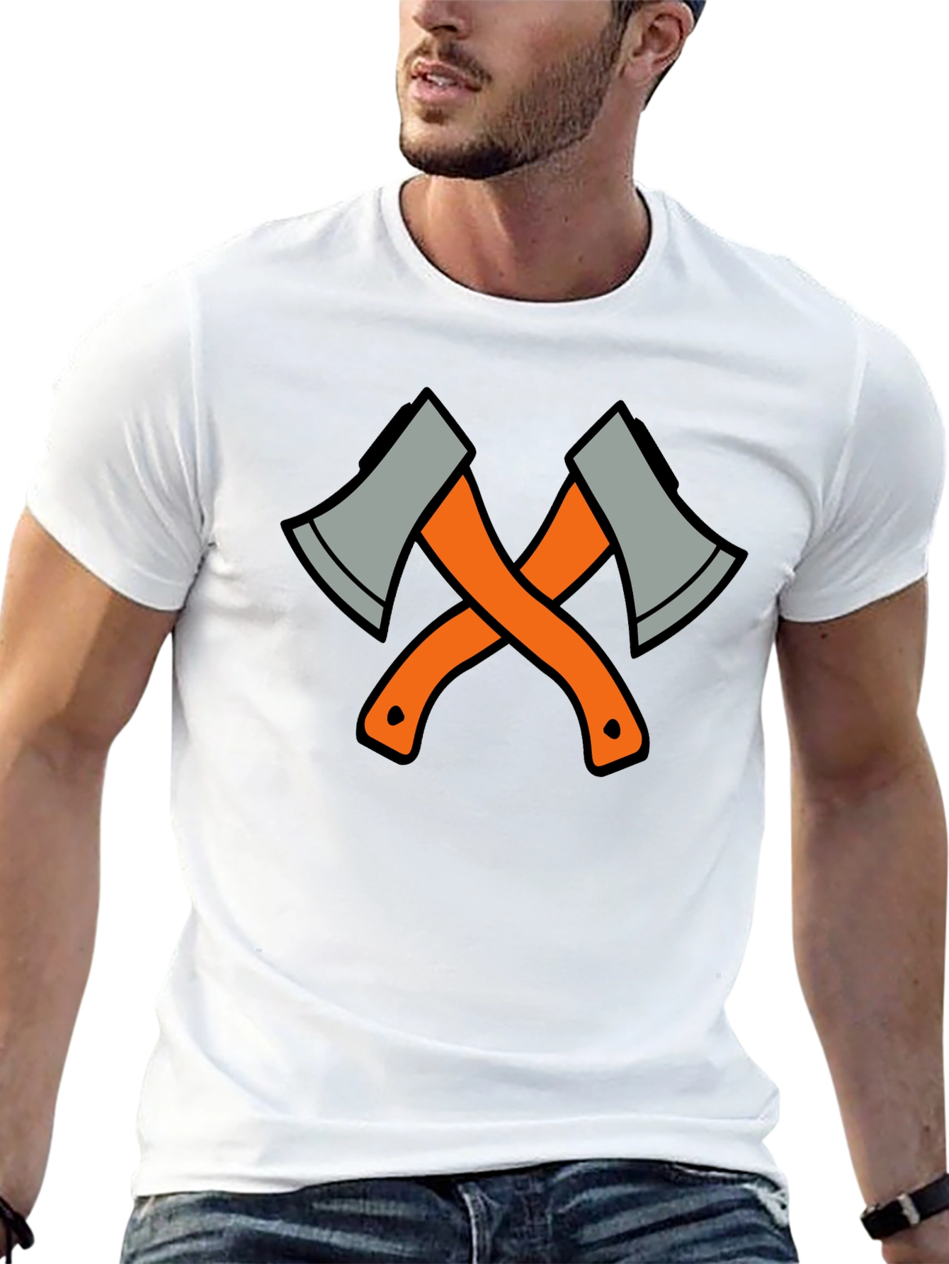 Crossed Axes Graphic Tee - Black Cotton T-Shirt