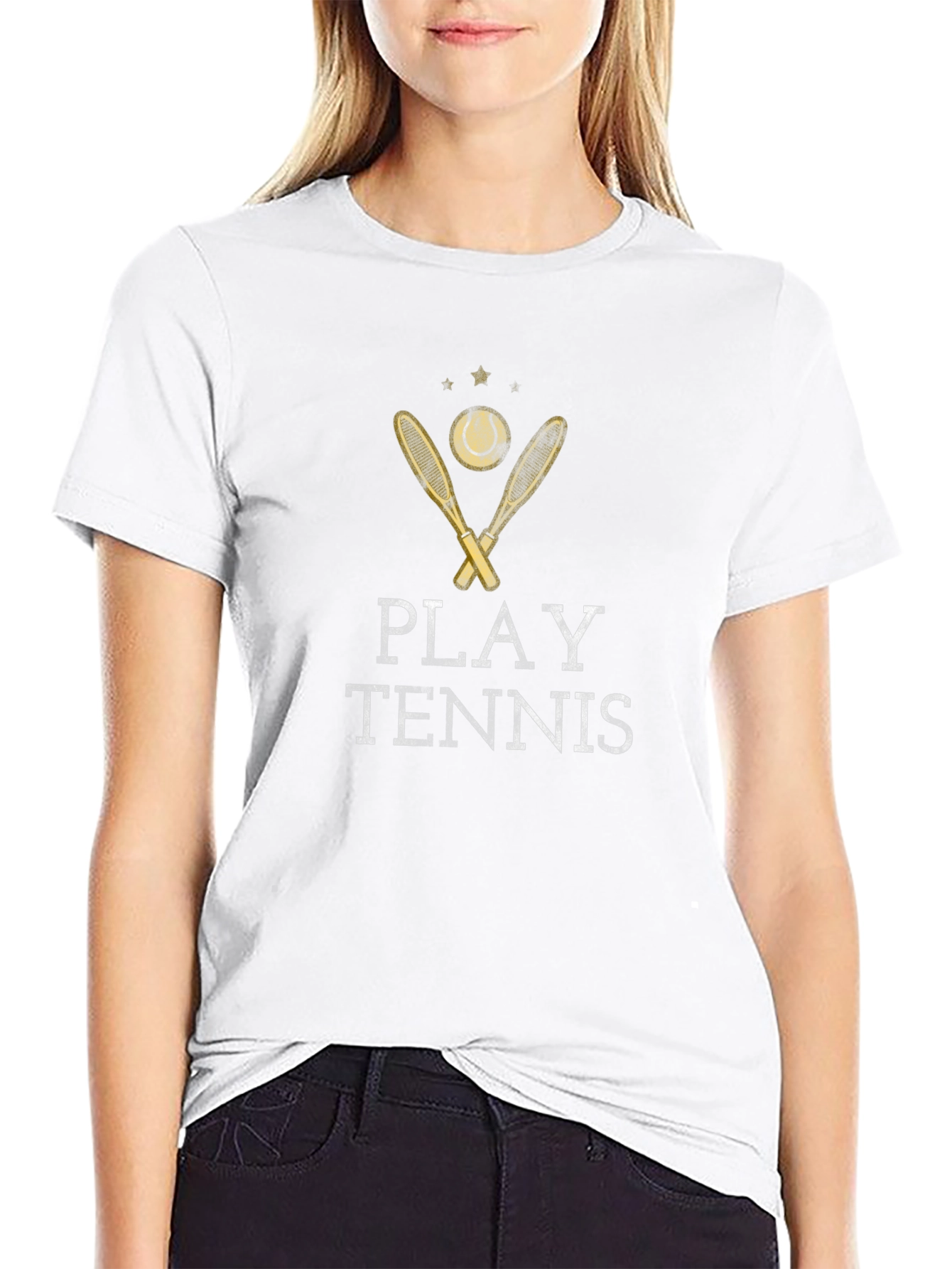 Play Tennis Graphic Tee - Black Cotton T-Shirt