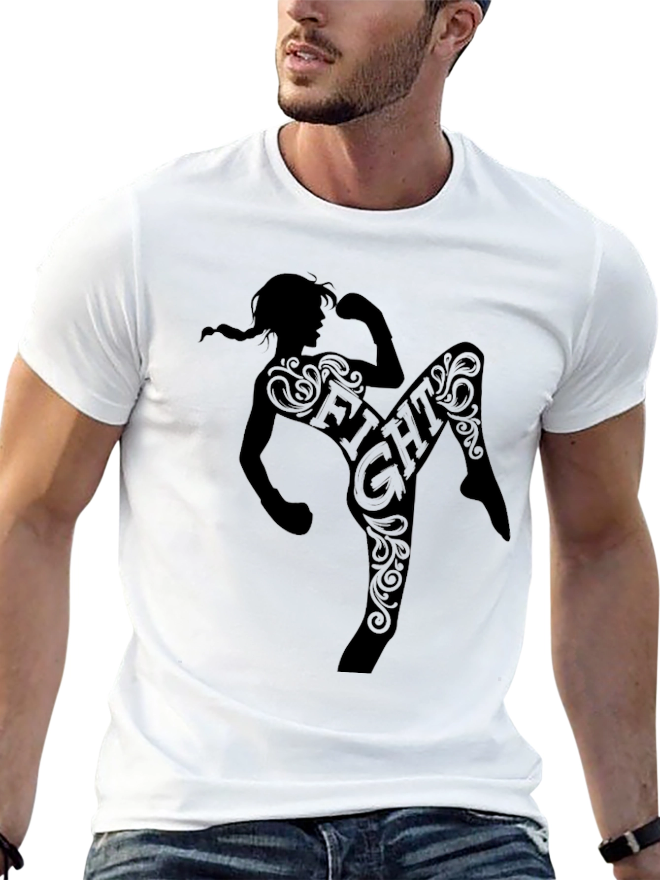 Black Fight Graphic Tee - Martial Arts Inspired