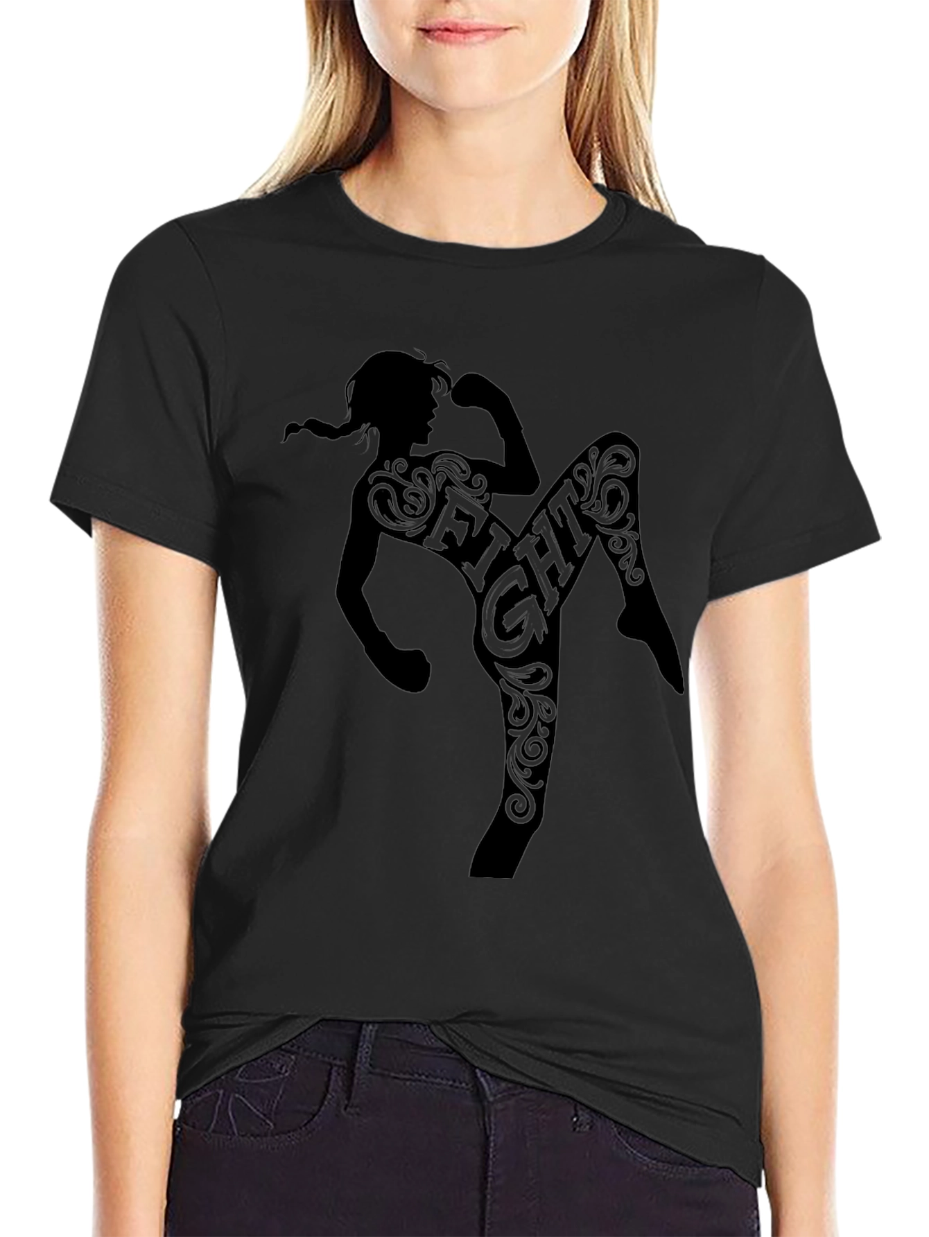 Black Fight Graphic Tee - Martial Arts Inspired