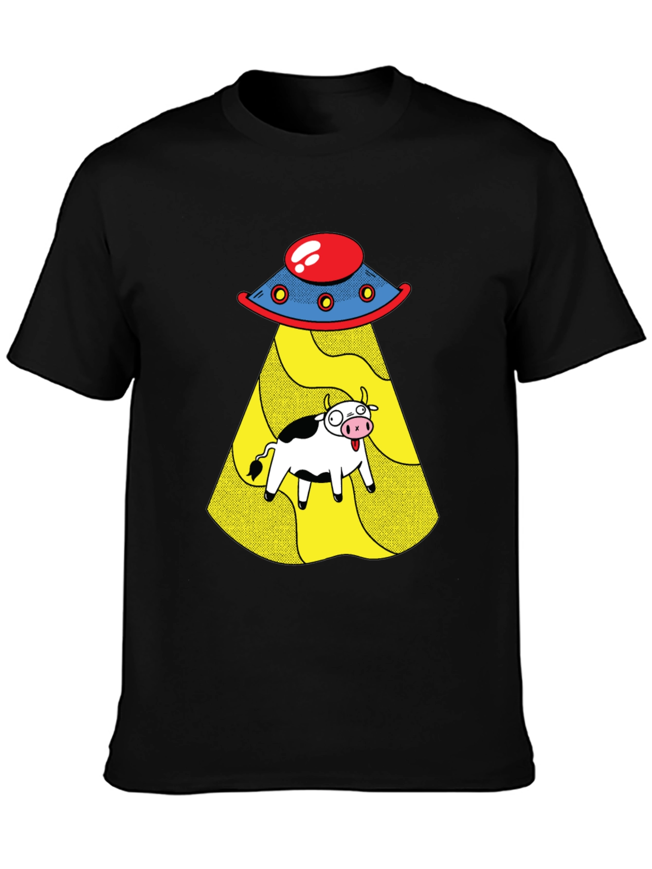 UFO Cow Abduction Graphic Tee - Black