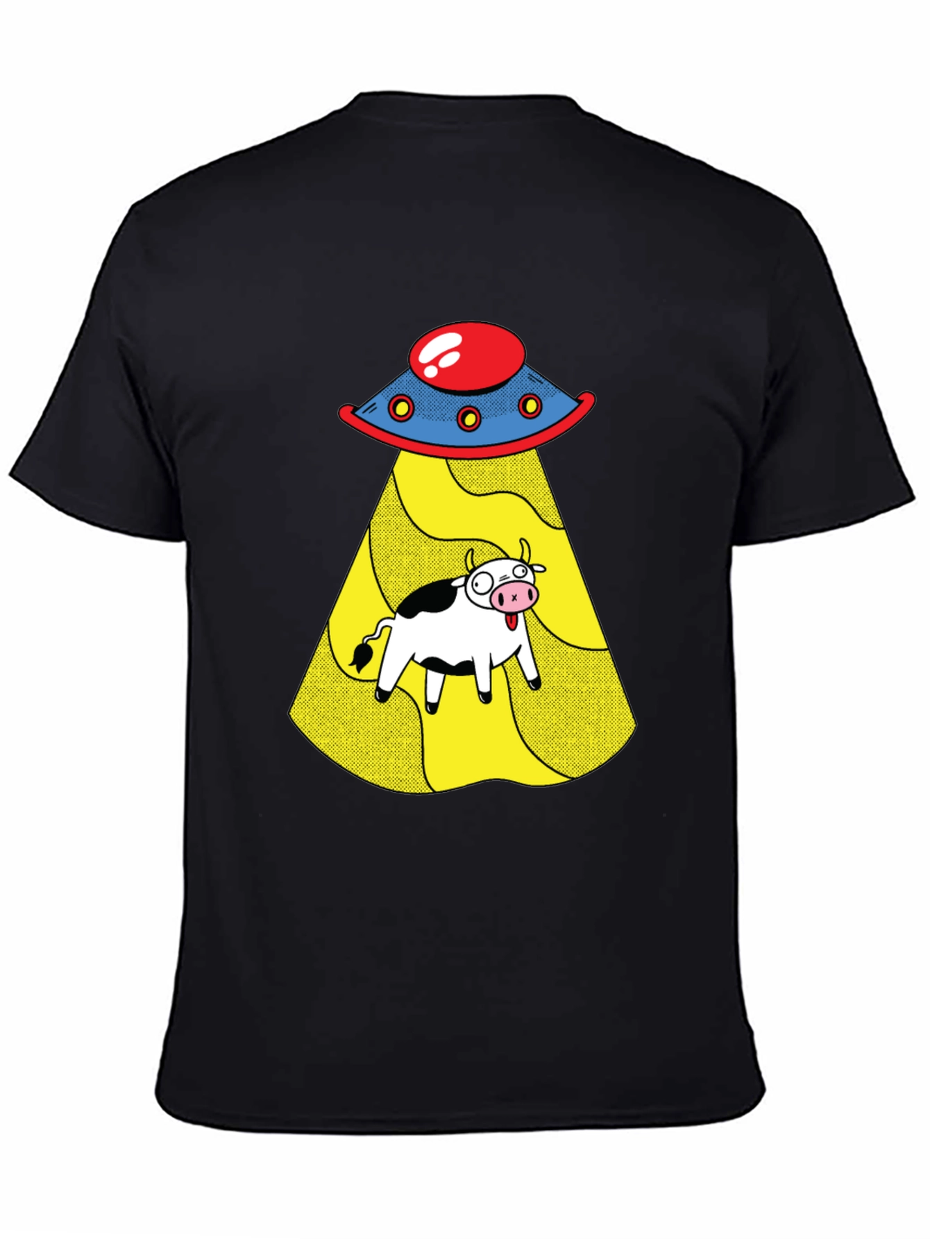 UFO Cow Abduction Graphic Tee - Black