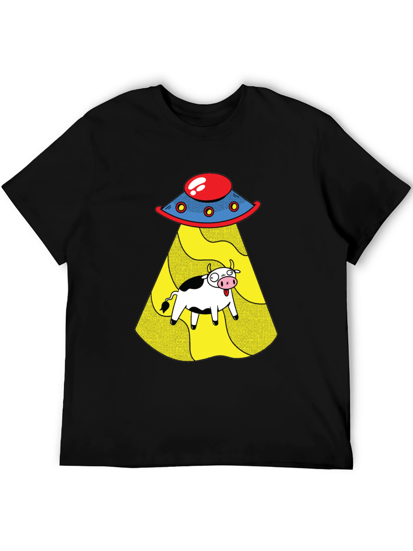 UFO Cow Abduction Graphic Tee - Black