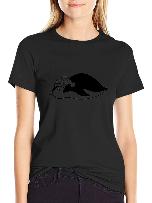 Black T-Shirt with Penguin Graphic Print