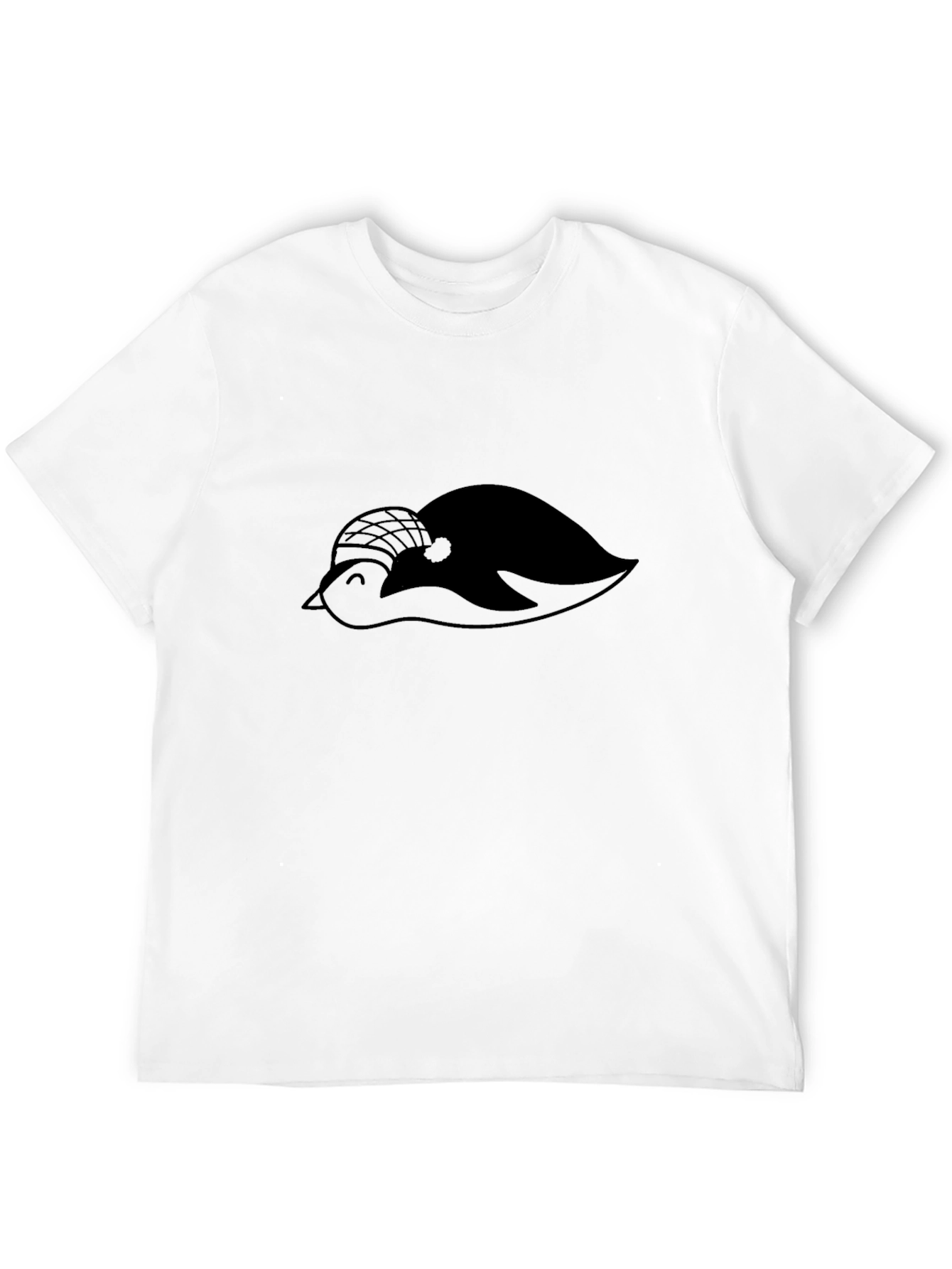 Black T-Shirt with Penguin Graphic Print