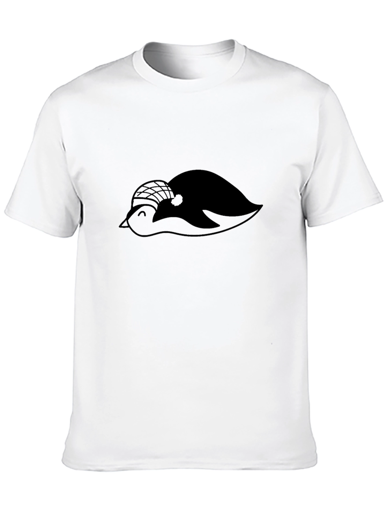 Black T-Shirt with Penguin Graphic Print