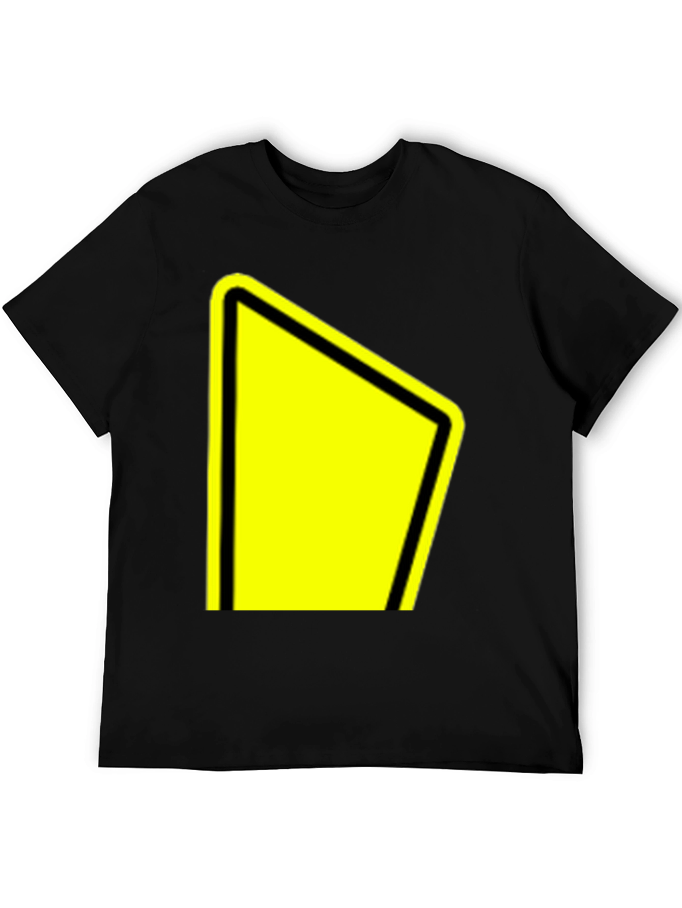 Black Tee with Yellow Yield Sign Graphic