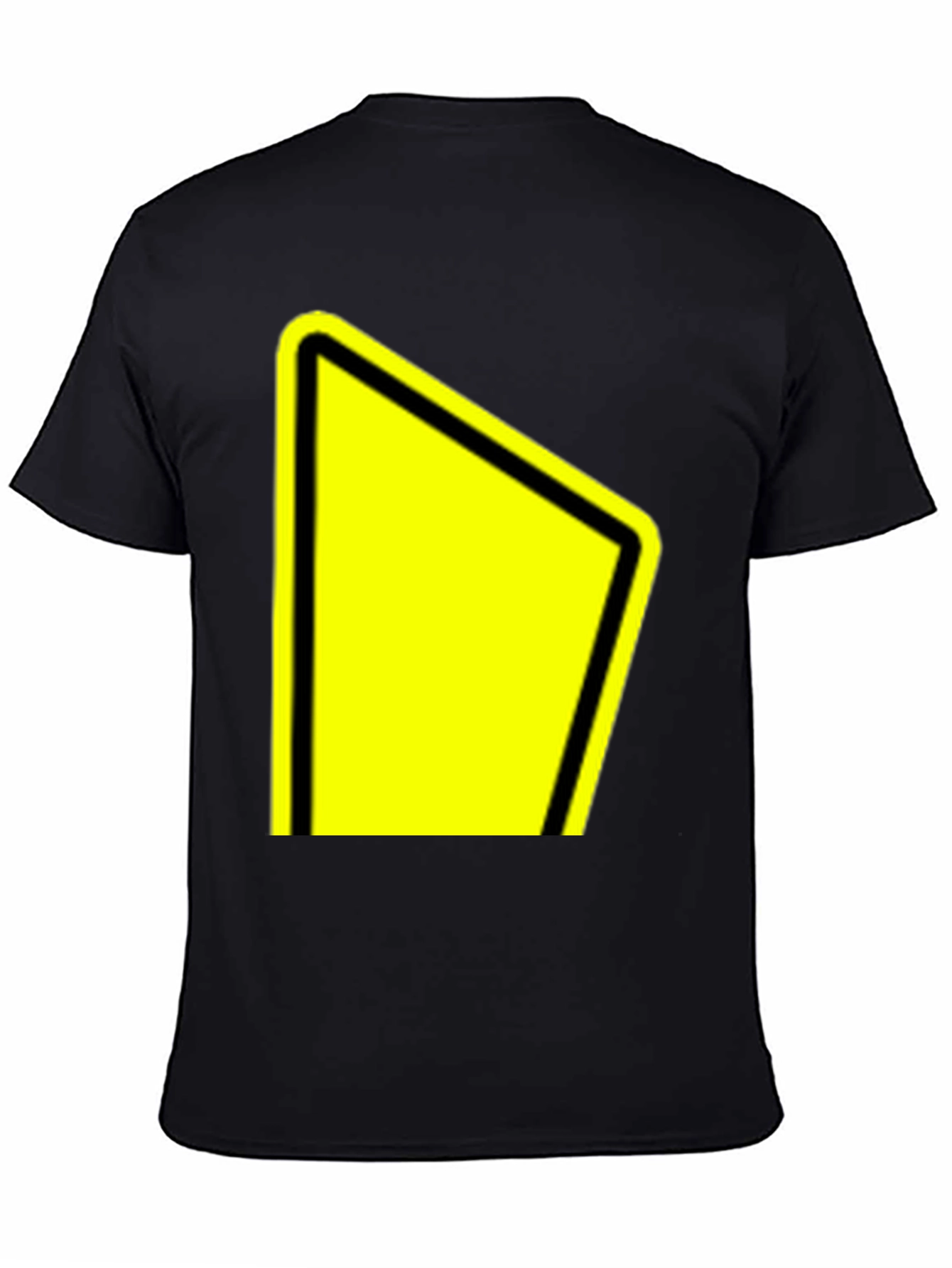 Black Tee with Yellow Yield Sign Graphic