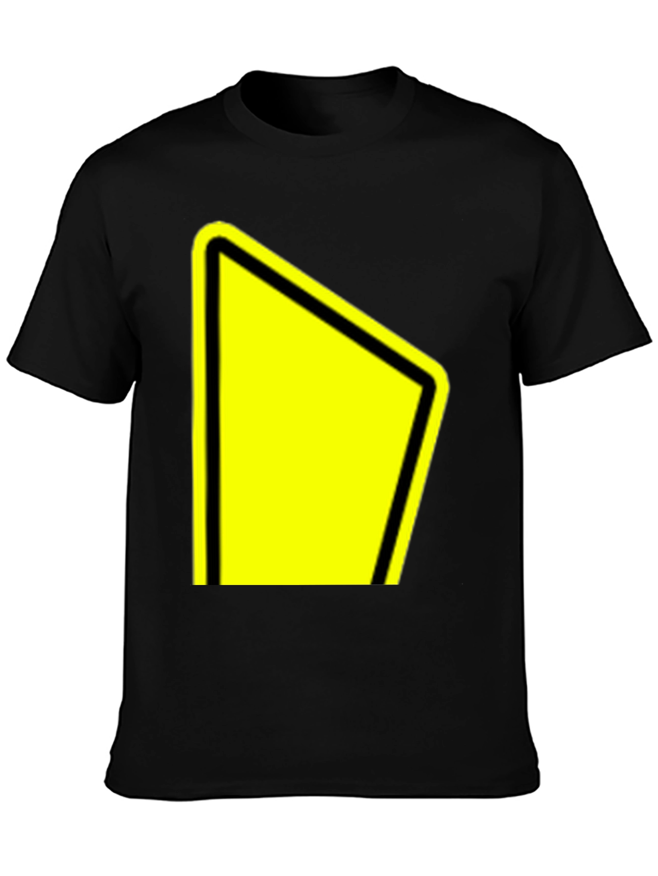 Black Tee with Yellow Yield Sign Graphic