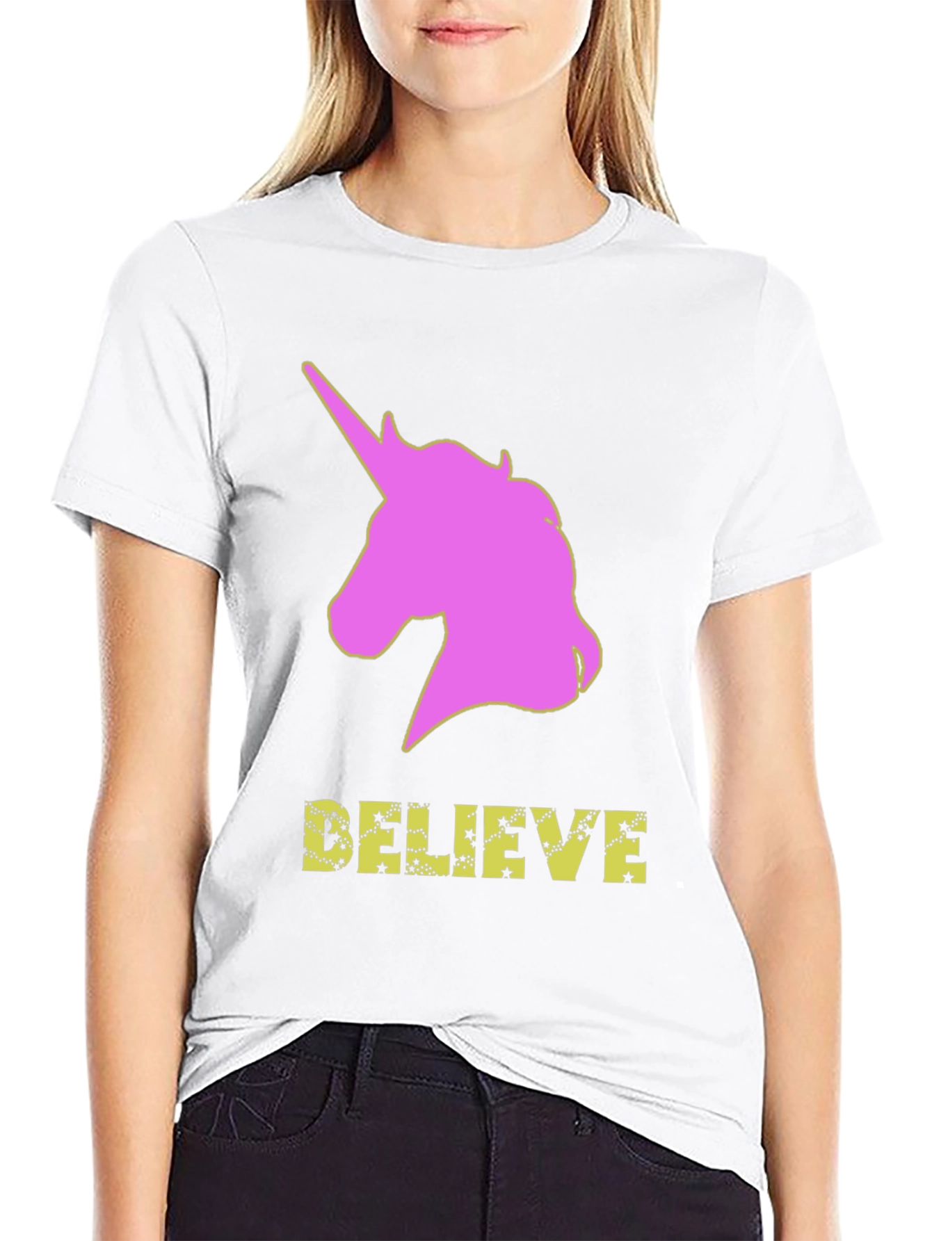 Unicorn Believe Graphic Tee - Black