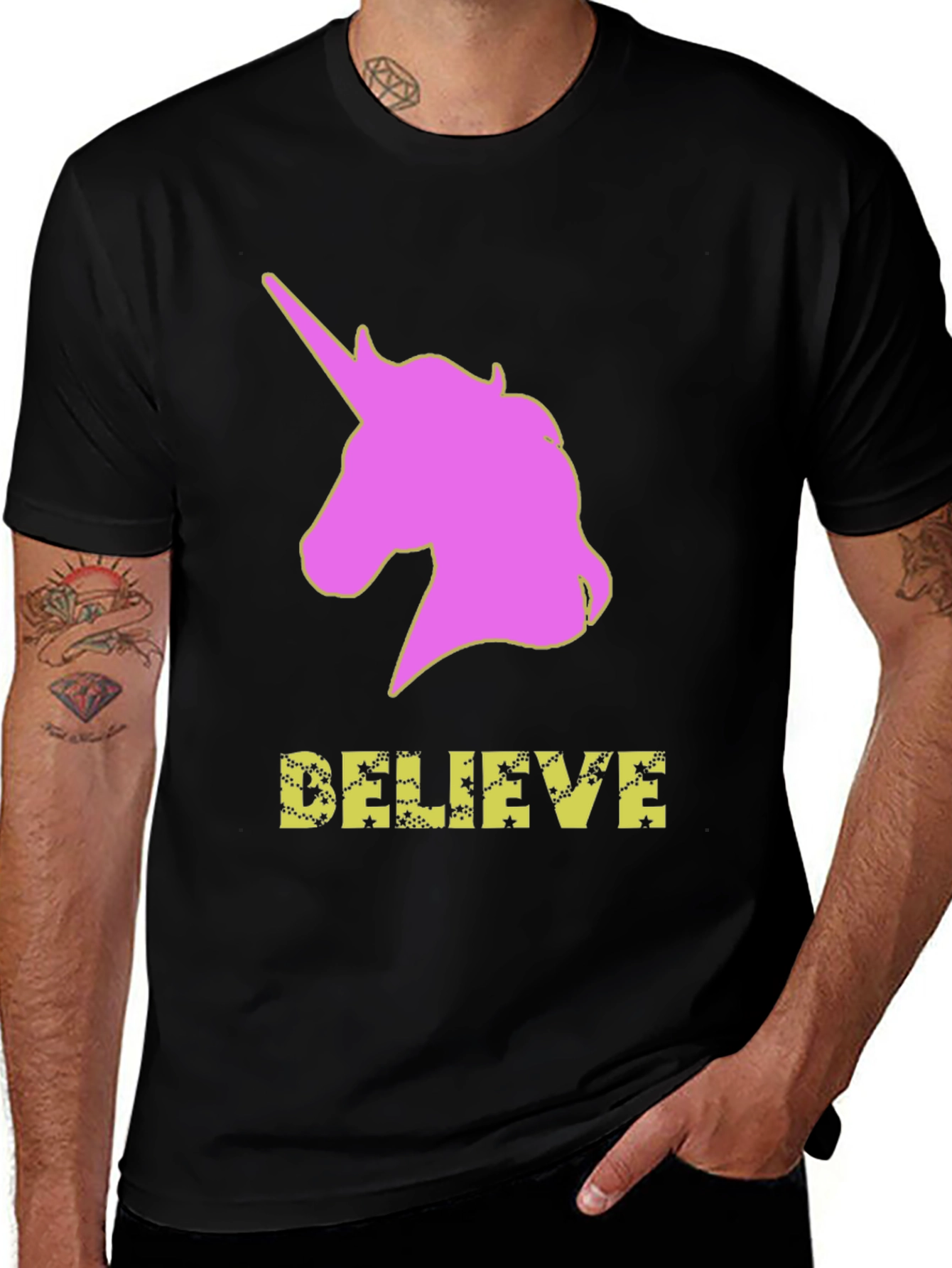 Unicorn Believe Graphic Tee - Black