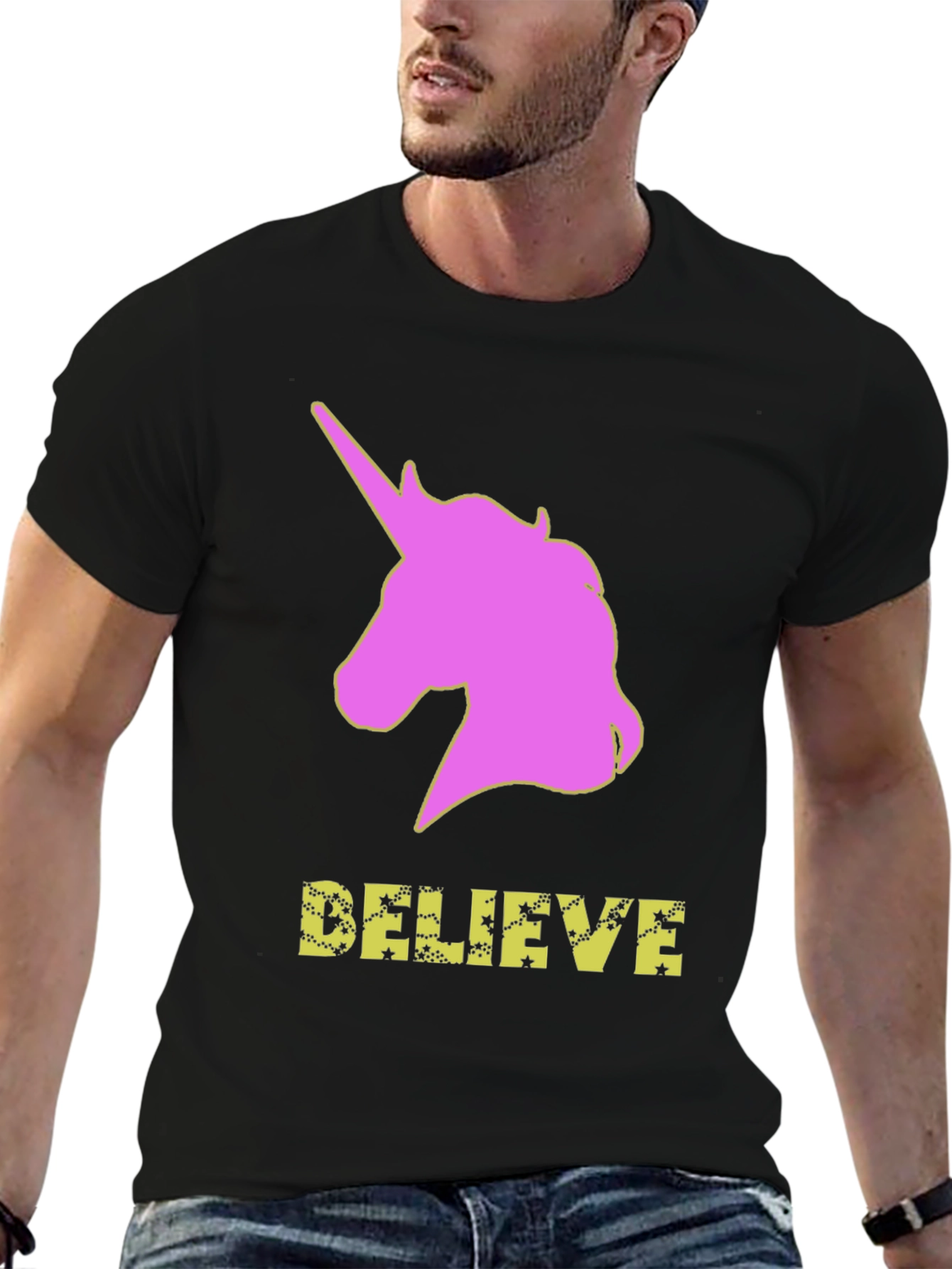 Unicorn Believe Graphic Tee - Black