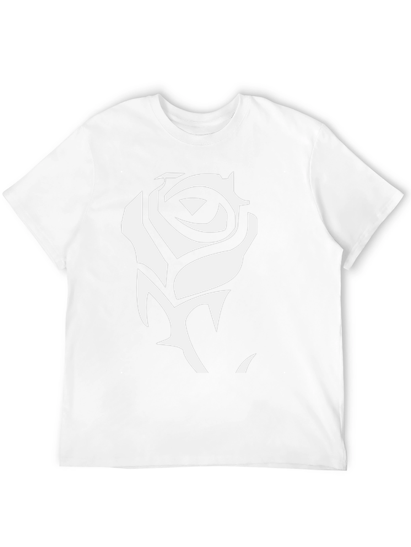 Black T-Shirt with White Rose Graphic