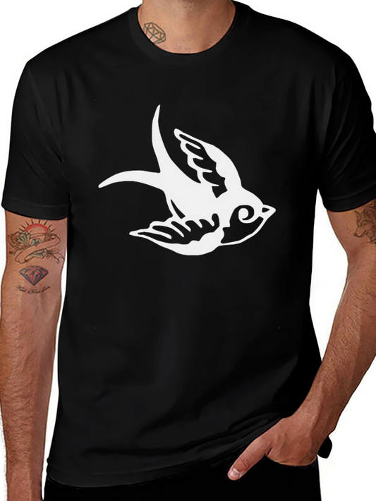Black T-Shirt with Sparrow Graphic