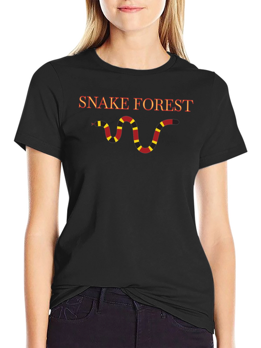 Snake Forest Graphic Tee - Black Cotton T-Shirt