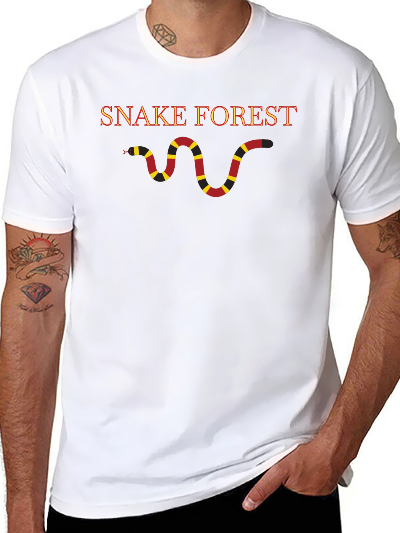 Snake Forest Graphic Tee - Black Cotton T-Shirt